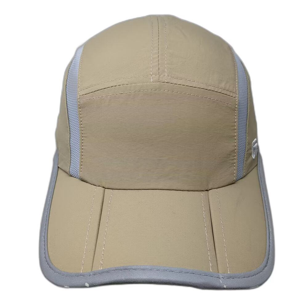 GADIEMKENSD 5 Panel Hat Beige Gray One Size Strapback UPF 50+ Mesh Foldable Brim